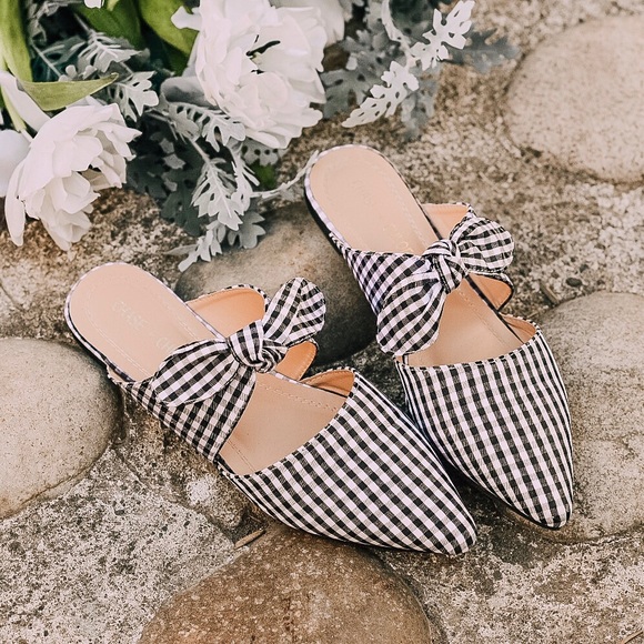 SALE✨ FIONA Gingham Black and White Mules - Picture 5 of 7